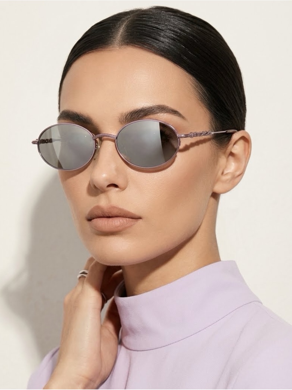 90s Vintage Purple Oval Sunglasses Olivieri Ol-38 Deadstock Full Set Vf Italy